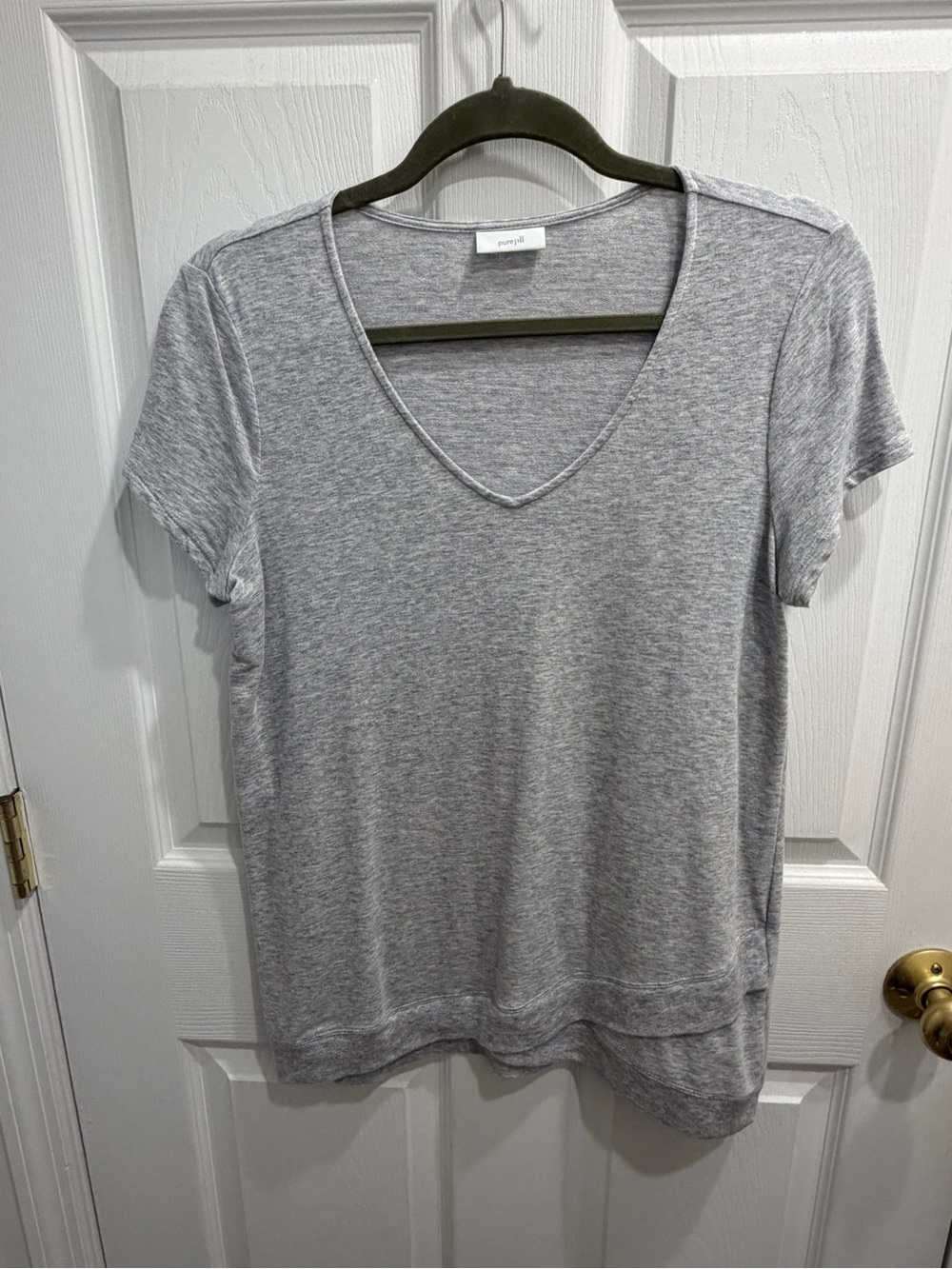 J Jill V-Neck Tee - Gray Sz S
